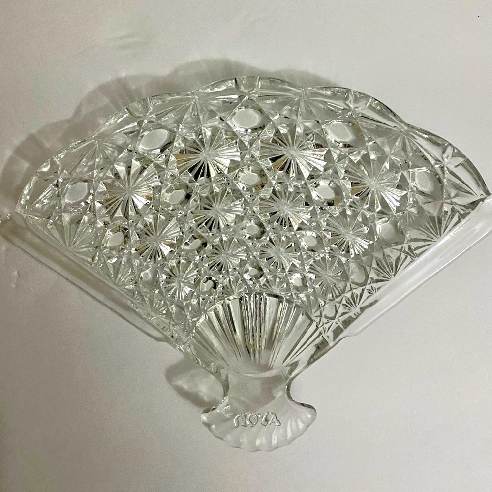 Vintage Avon Pressed Glass Tray 1974 Fan Shape Dresser Tray Guest Soap Dish